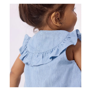 Petit Bateau - Açık Mavi Denim Yaka Chambray