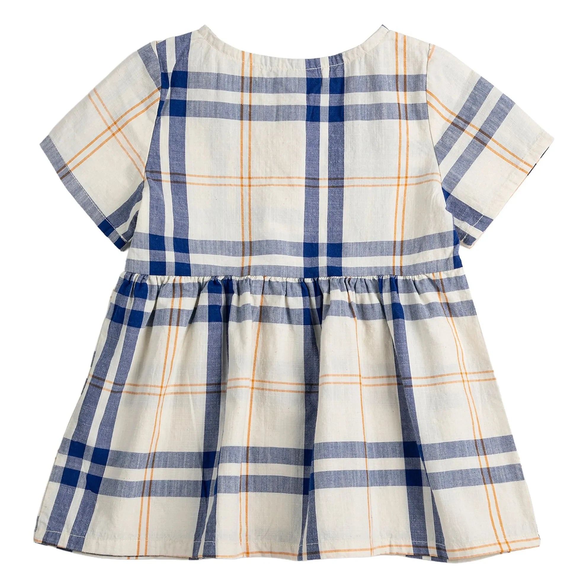 Bobo Choses – Tartan-Babykleid aus Bio-Baumwolle | Ecru