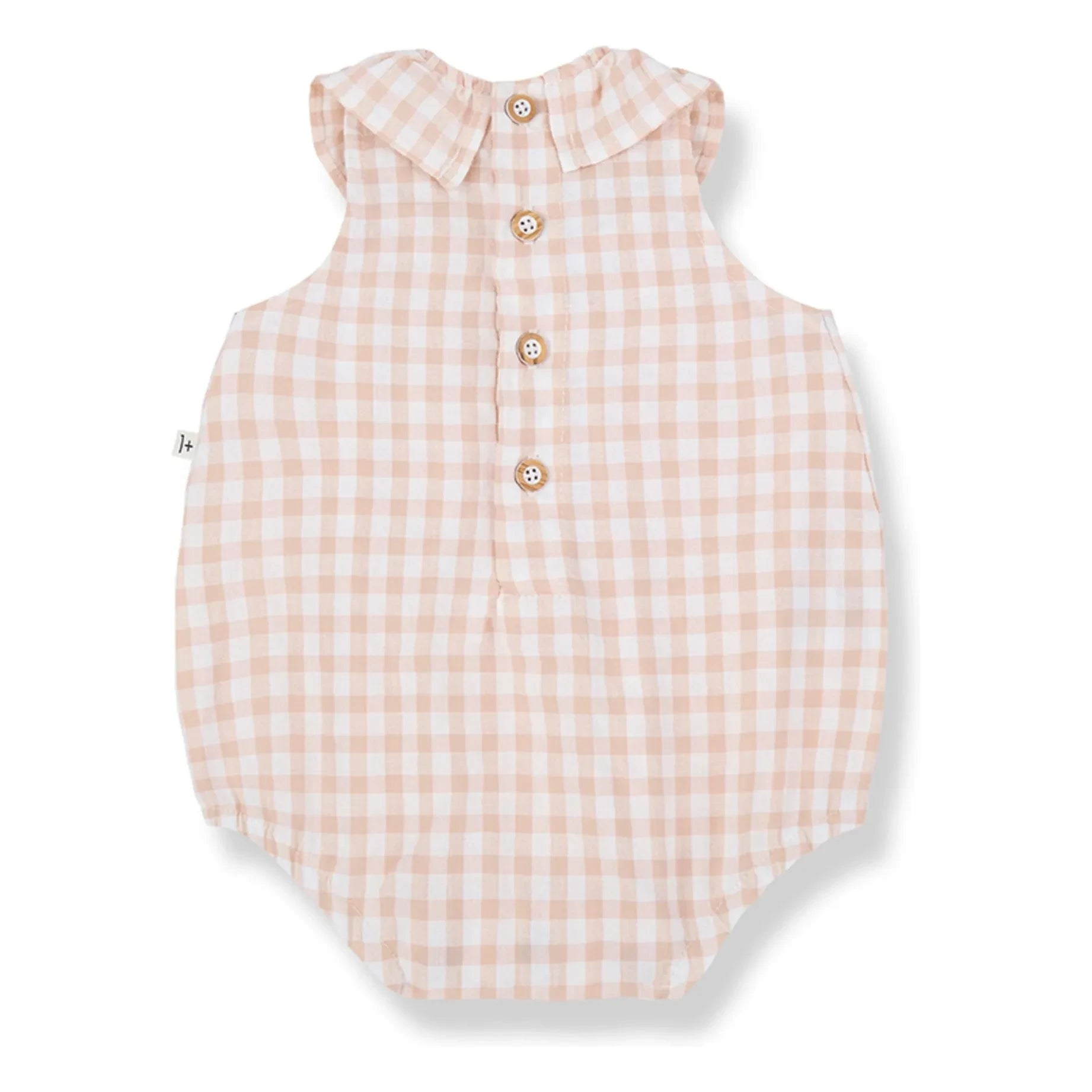 1+ in the family - Corfu Vichy Seersucker romper | Beige Pink