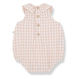 1+ in the family - Corfu Vichy Seersucker romper | Beige Pink