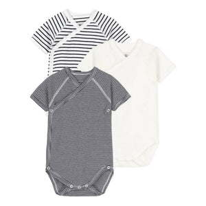 Petit Bateau - Çizgili Yenidoğan Body'leri - 3'lü Set | Lacivert