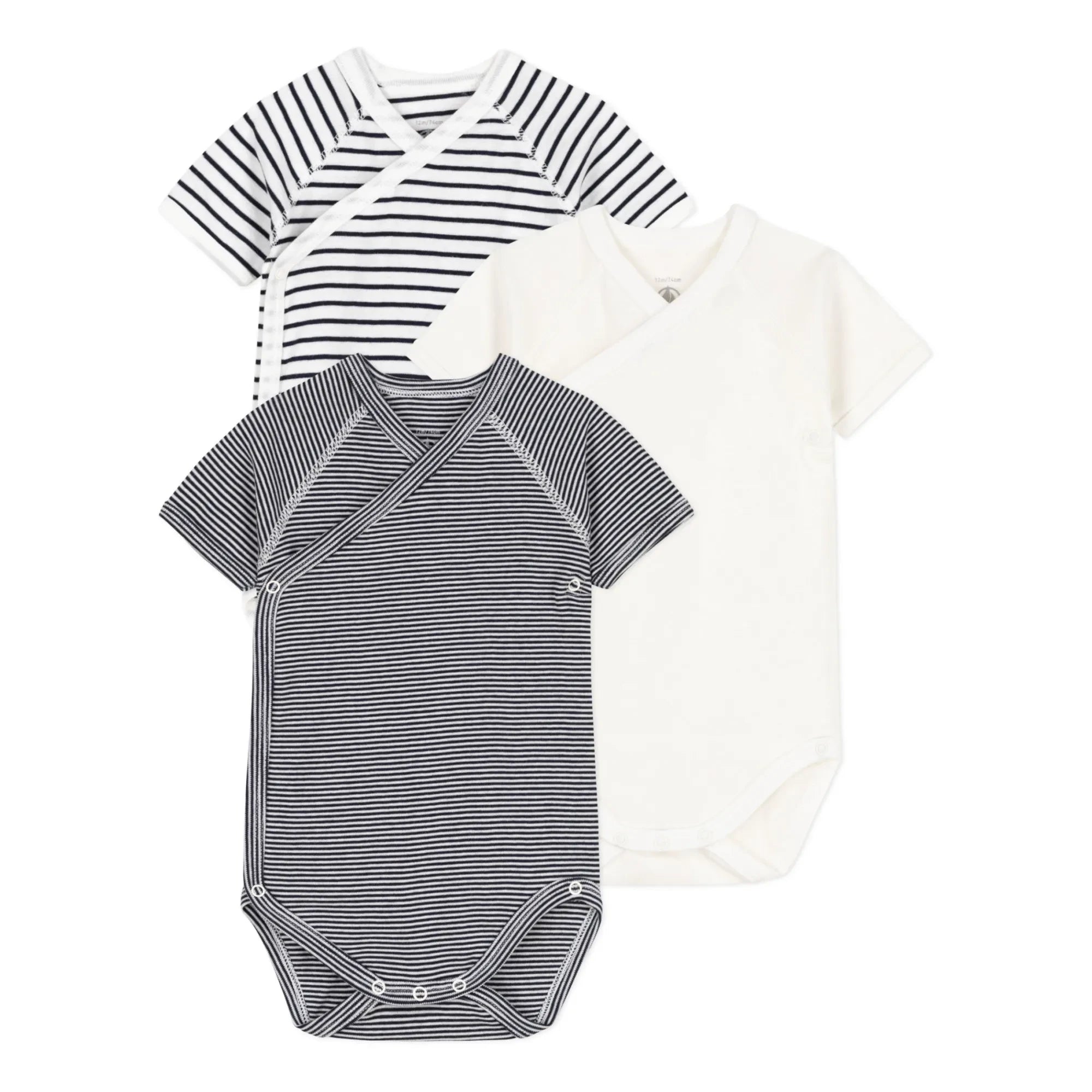 Petit Bateau - Çizgili Yenidoğan Body'leri - 3'lü Set | Lacivert