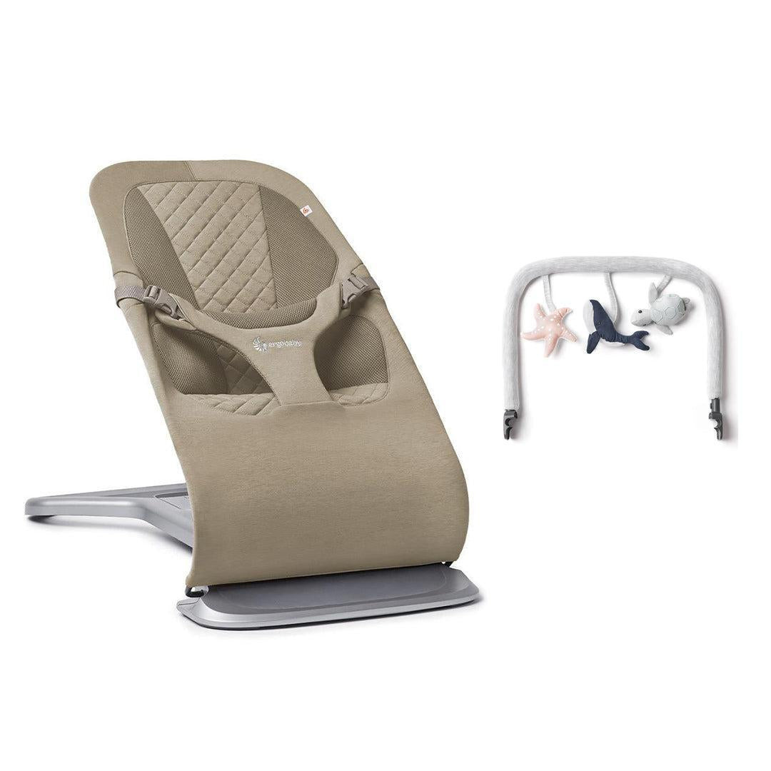 Ergobaby Evolve Baby Bouncer - Soft Olive-Baby Bouncers-Light Grey- | Natural Baby Shower