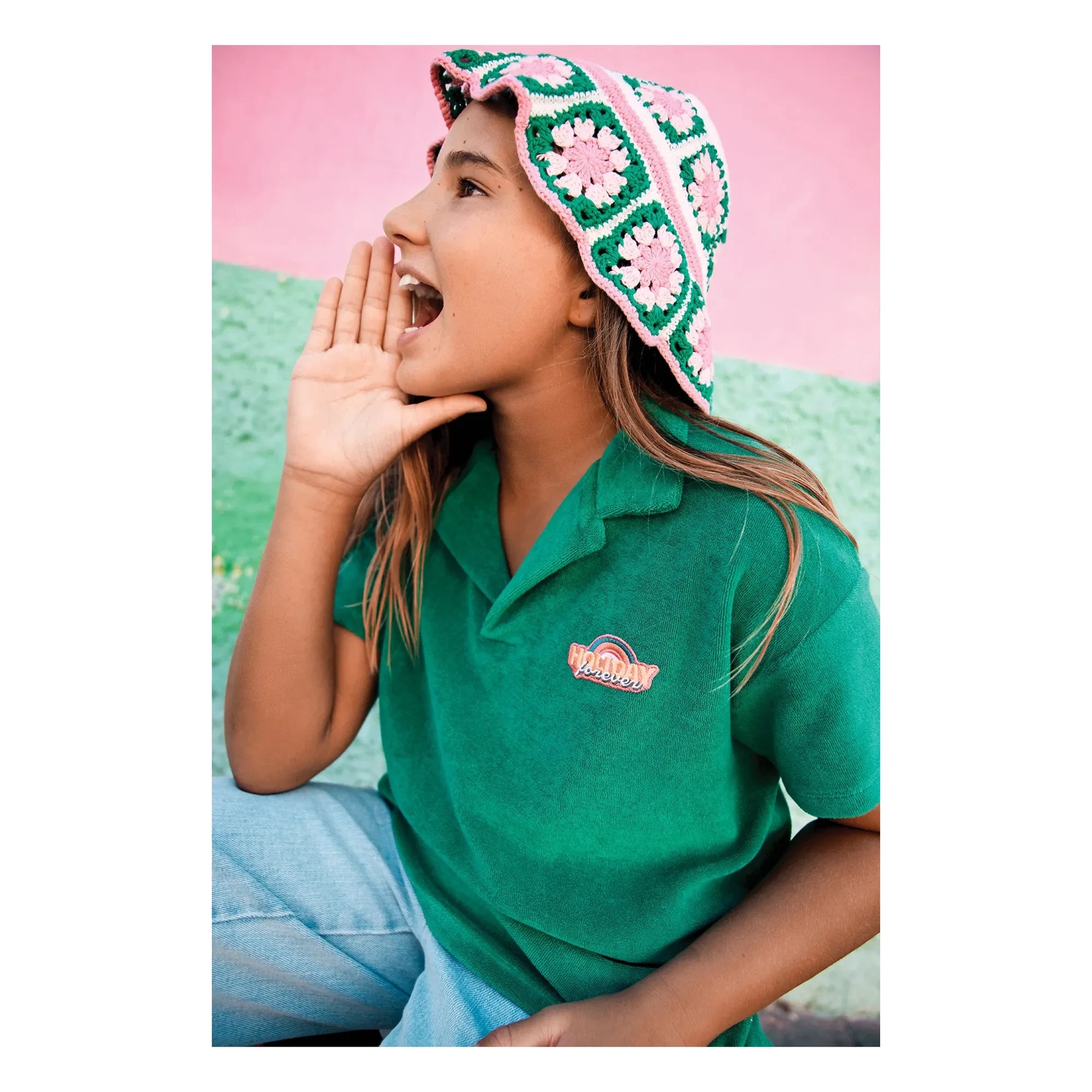 Bonton - Livio Apfel-Frottee-Poloshirt | Smaragdgrün