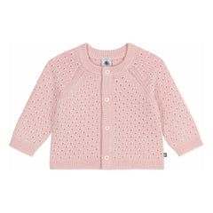 Petit Bateau - Verblasste rosa Wollstrickjacke
