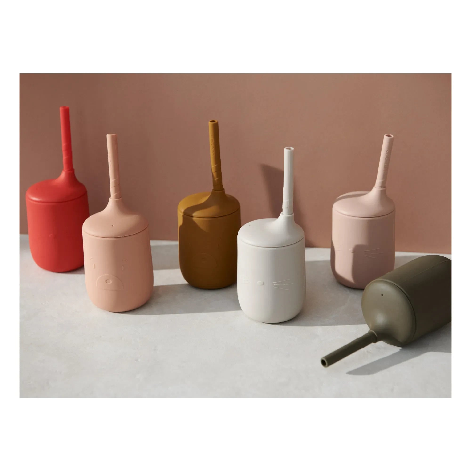 Liewood - Ellis Pipetli Silikon Bardak - 2'li Set | Kırmızı