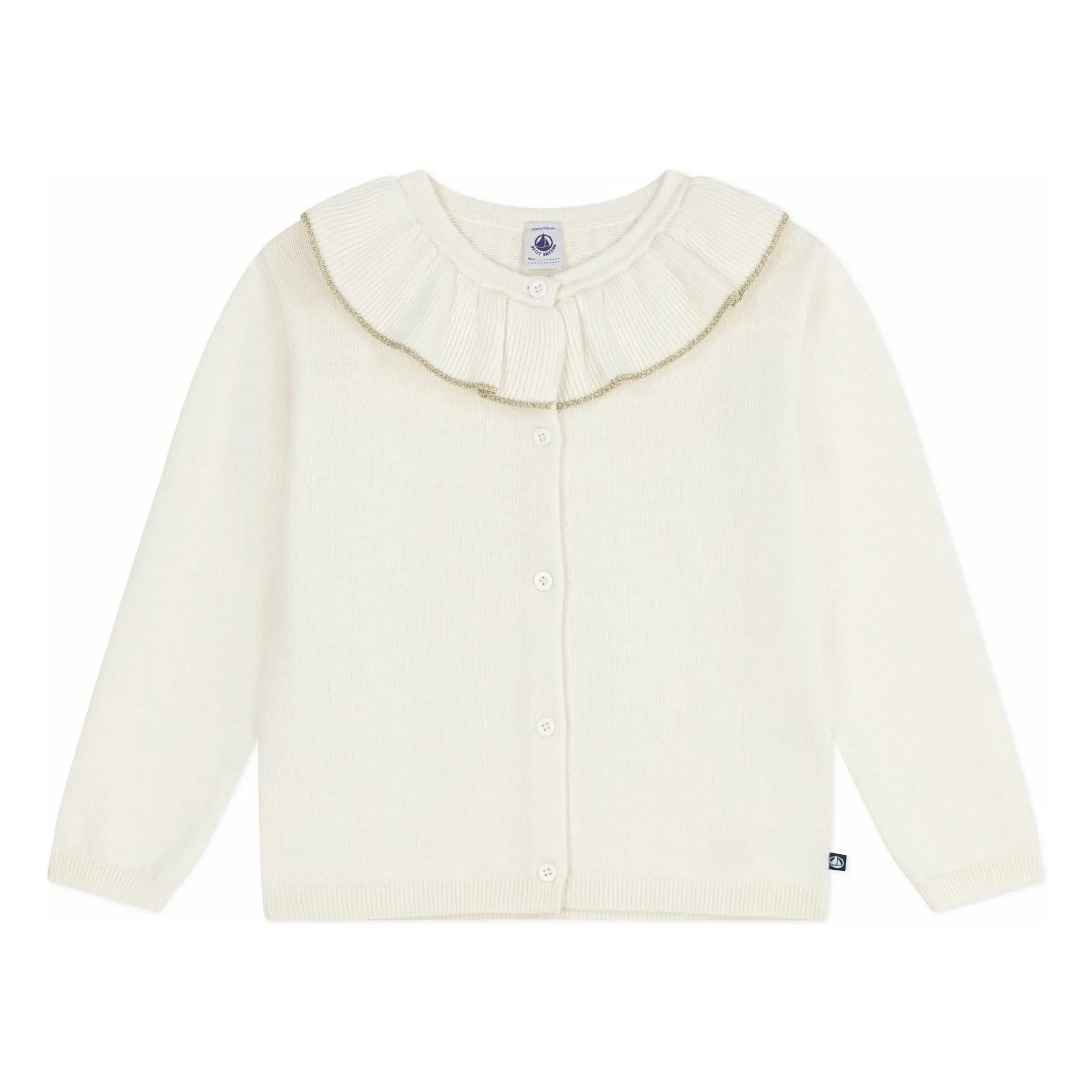 Petit Bateau - Glitzernder Wollkragen-Weste | Ecru