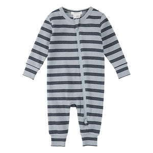 Petit Lem - Çizgili Fitilli Organik Pamuklu Pijama | Mavi