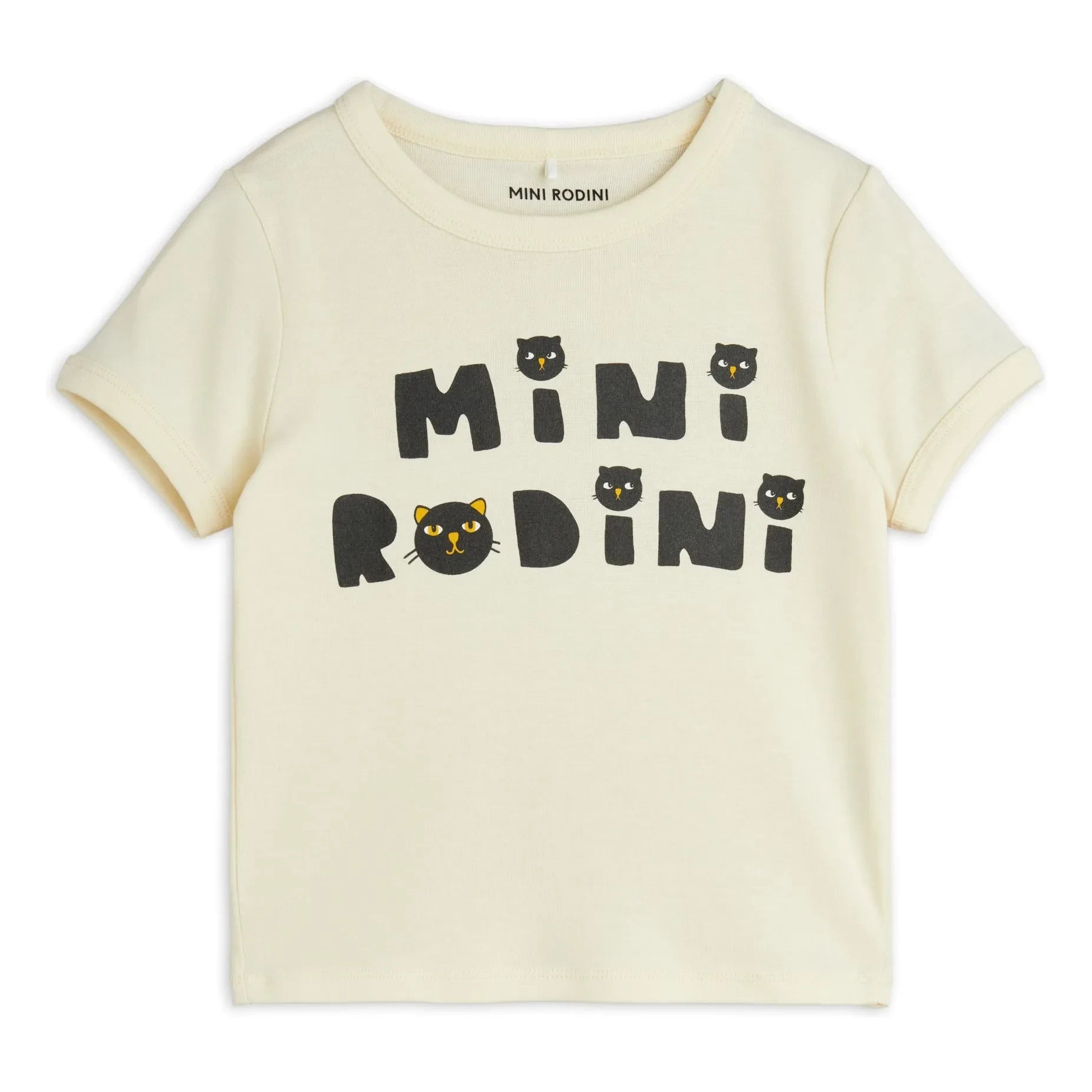 Mini Rodini - Organic Cotton Cat T-Shirt | Ecru