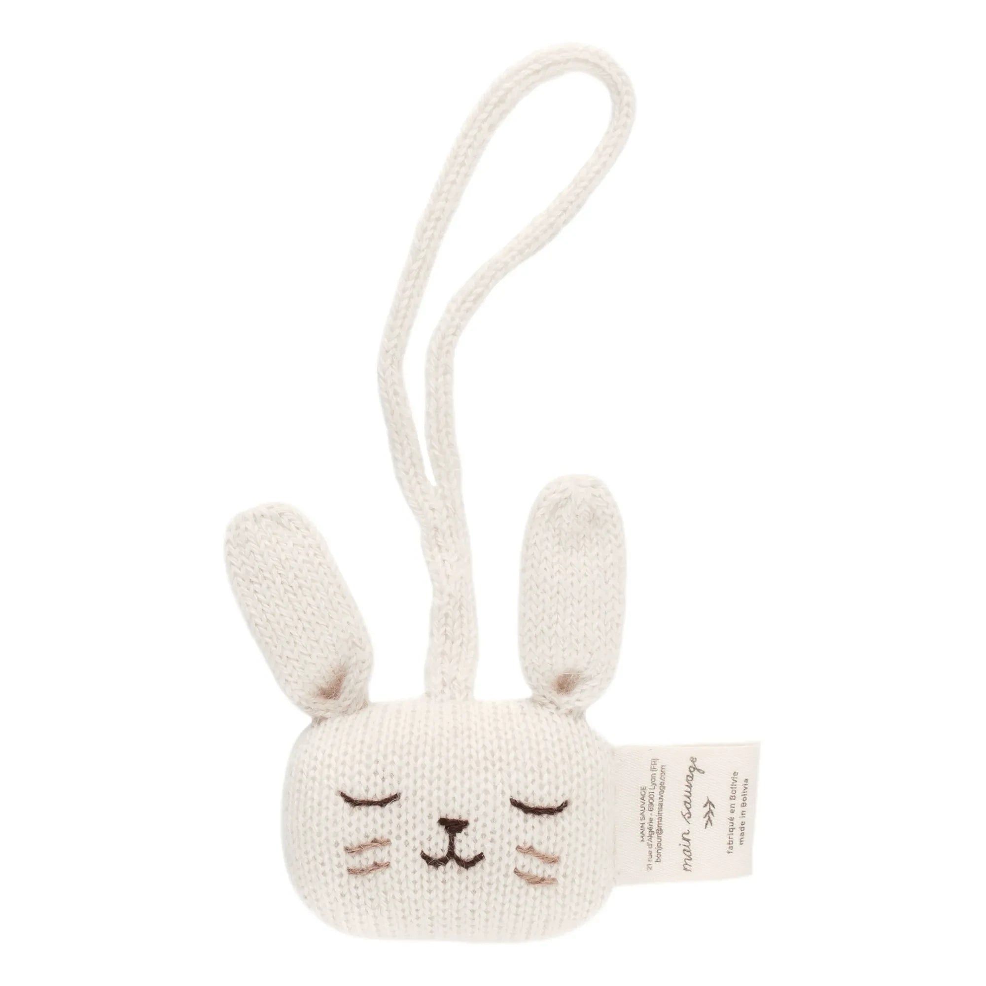 Main Sauvage - Bunny Strap Rattle | Ecru