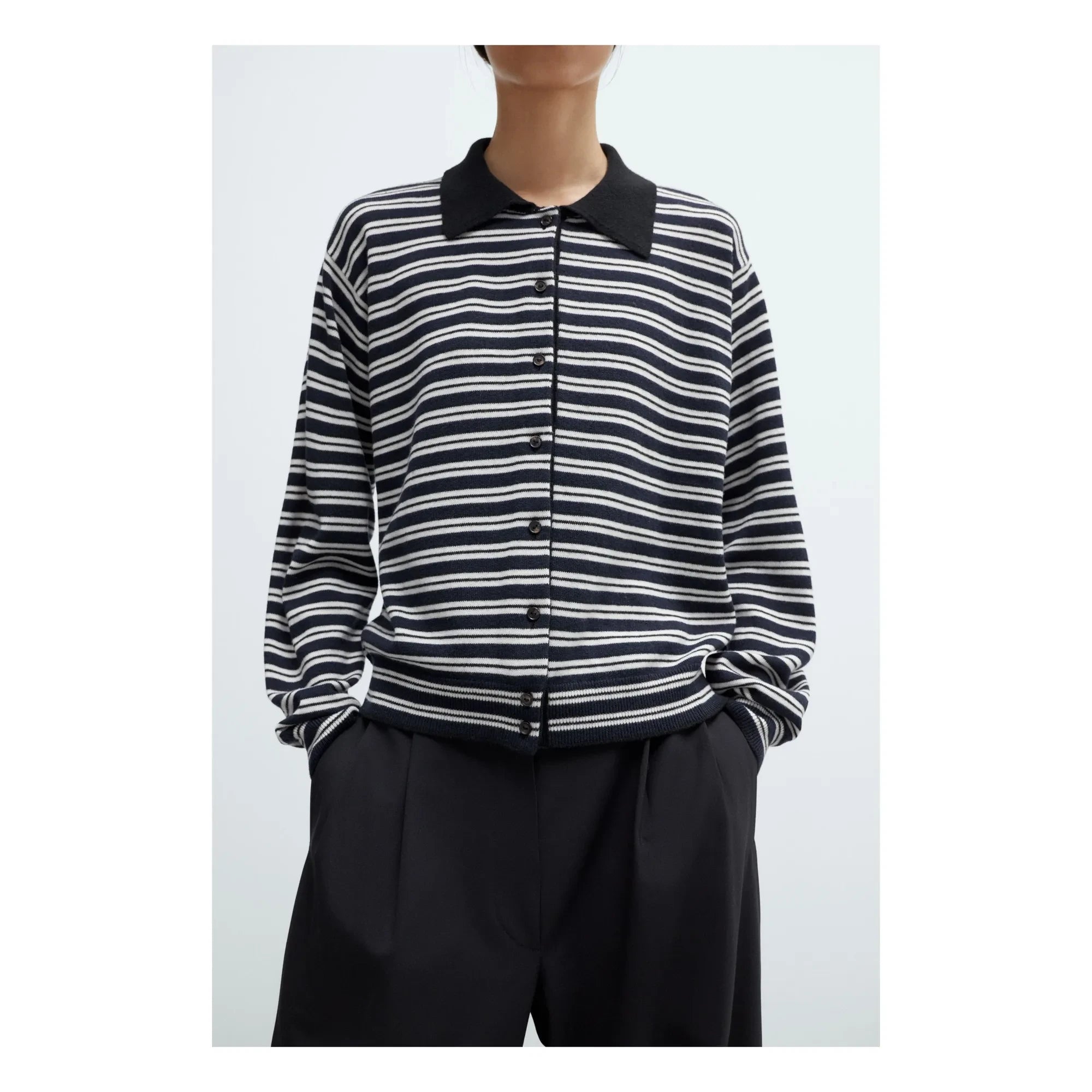Cordera - Gestreiftes Merino-Woll-Poloshirt | Marineblau