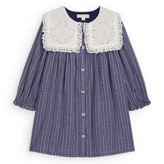 Louise Misha - Hyacinte Dress Organic cotton plaid | Blue