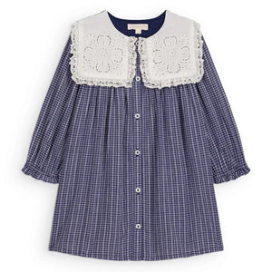 Louise Misha - Hyacinte Dress Organic cotton plaid | Blue