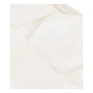 Petit Bateau - Keten ve organik pamuktan denizci yakalı elbise ve bloomer seti | Beyaz