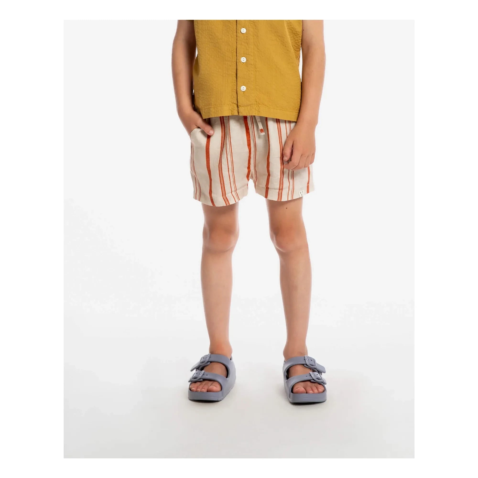 Matona - Classic Striped Linen Shorts | Off-white