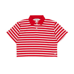 Smallable Kid - Çizgili Varsity Polo | Koyu kırmızı
