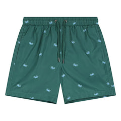 Beachlife – Badeshorts mit Krabben-Print | Chromgrün
