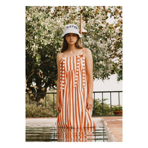 The Tiny Big Sister - Linen and cotton striped dress | Red