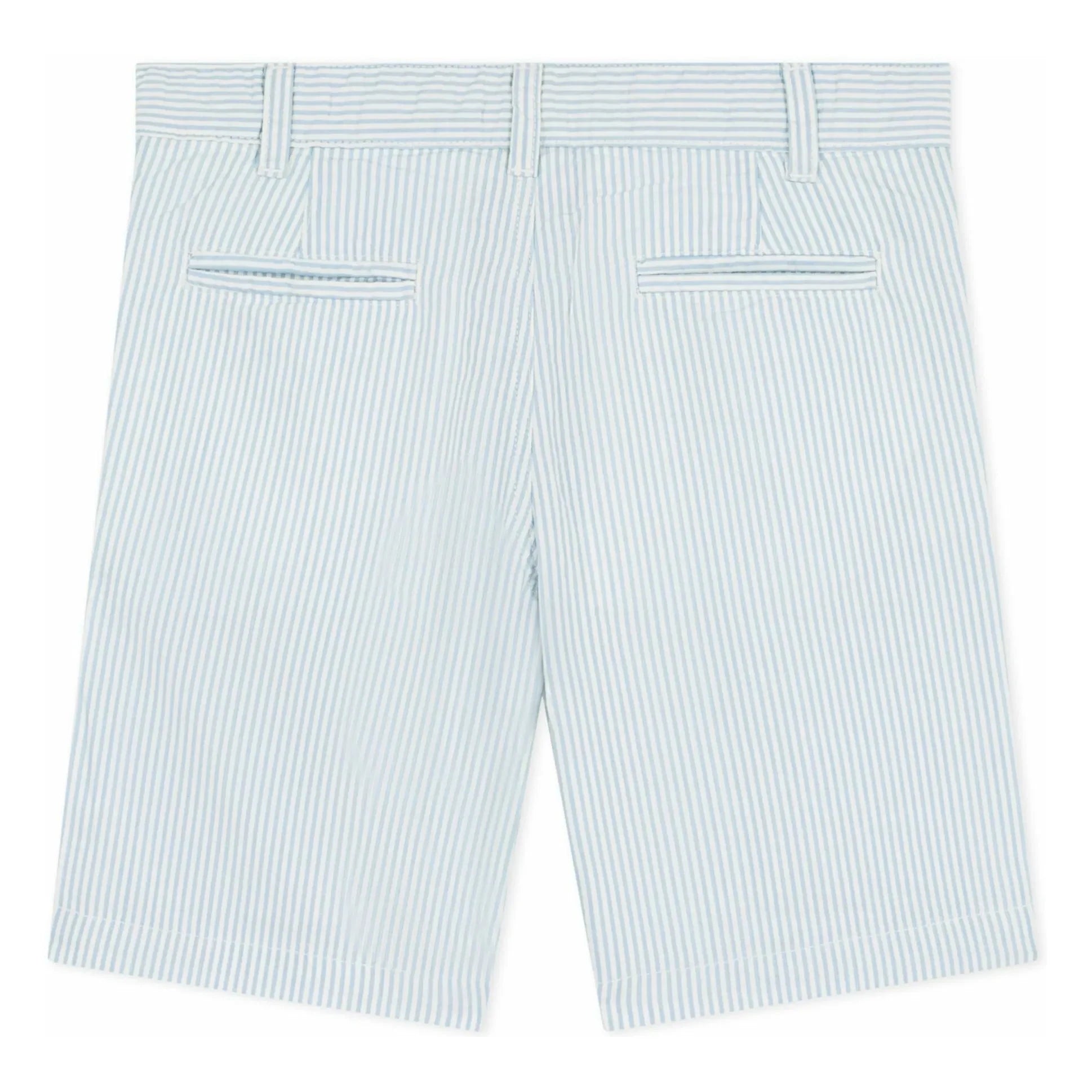 Petit Bateau - Striped Bermuda Shorts Seersucker Organic Cotton | Light Blue