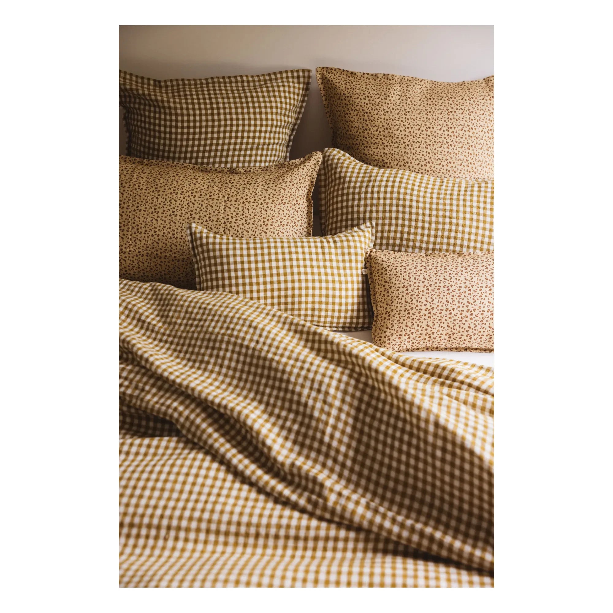Gabrielle Paris - Gingham Washed Linen Pillowcase | Yellow Curry Color