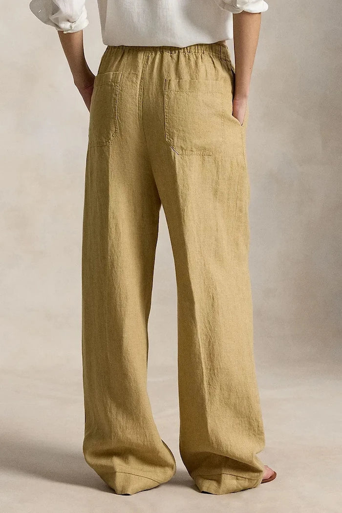 Polo Ralph Lauren широк paçalı kadın keten pantolon