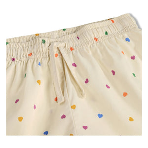 Molo - Lexi Hearts Organic Cotton Short Pajamas | Ecru