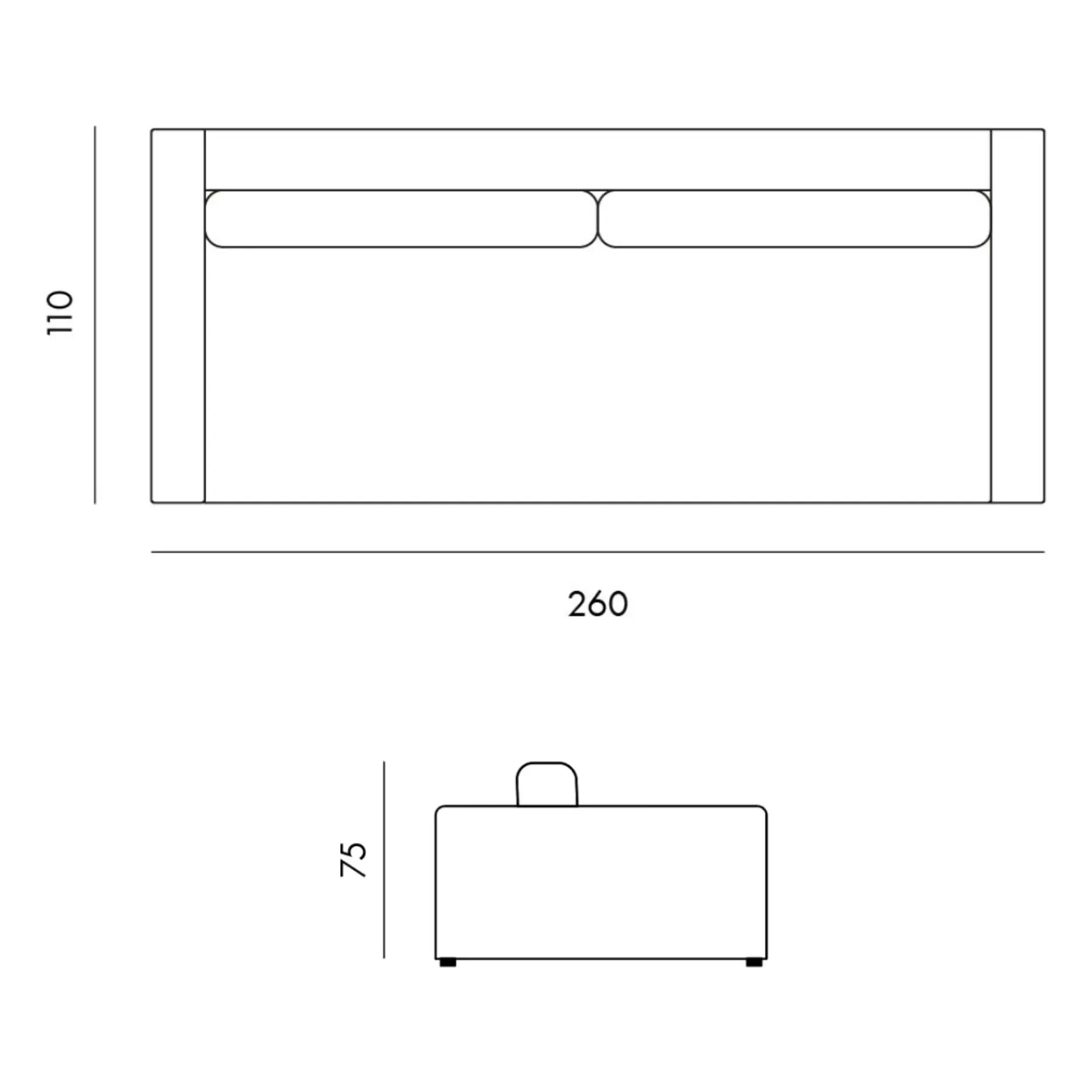 Panac Edition - Bellechasse kadife fırçalanmış 4 kişilik koltuk - 260 cm | Kömür grisi
