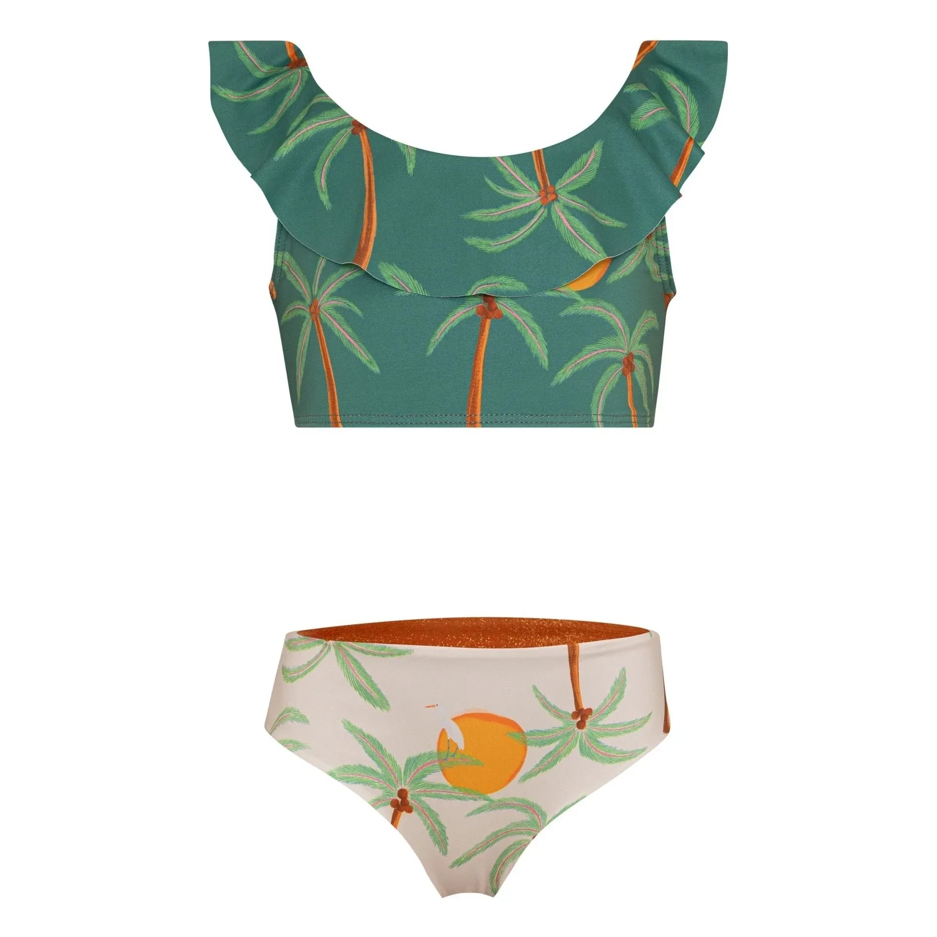Pepita & Me - Ilana Palm Ruffled Swimsuit | Green