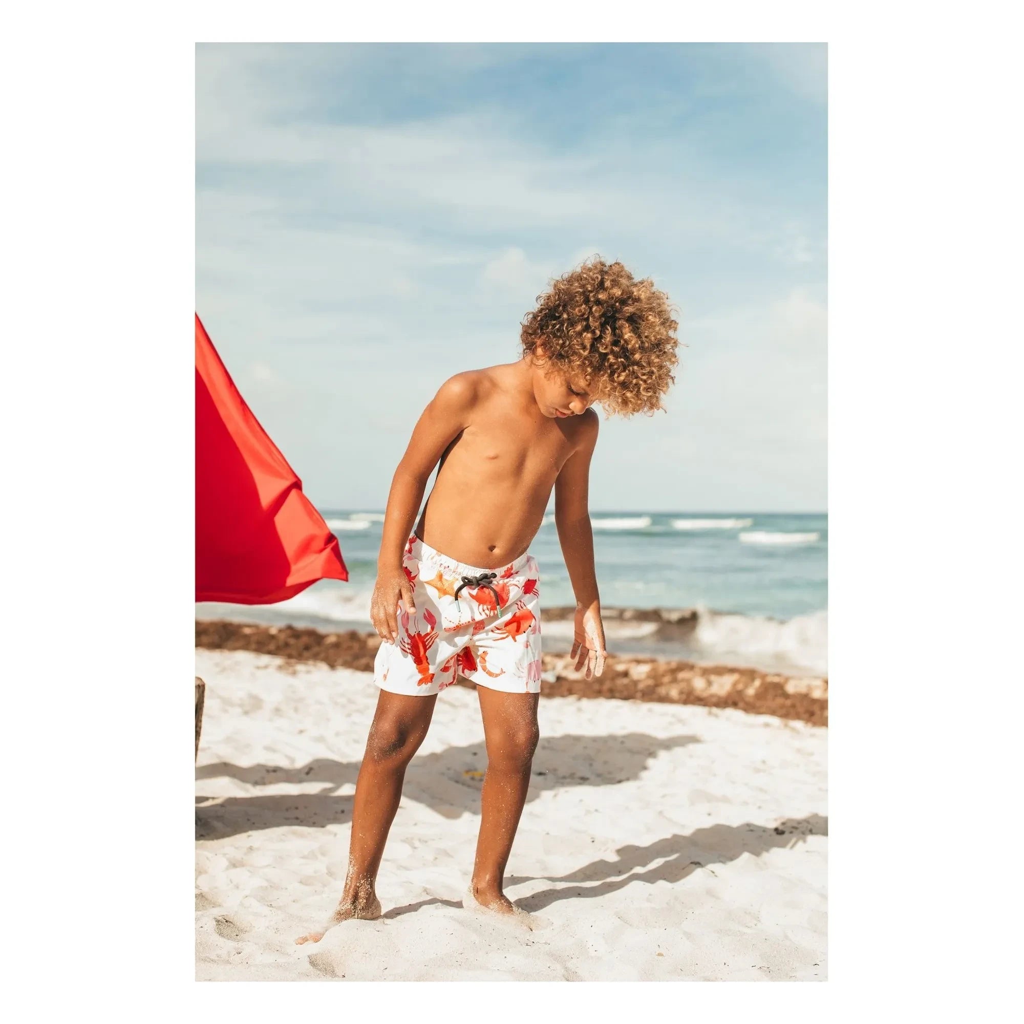 Pepita & Me - Crustacean Bath Shorts | Ecru
