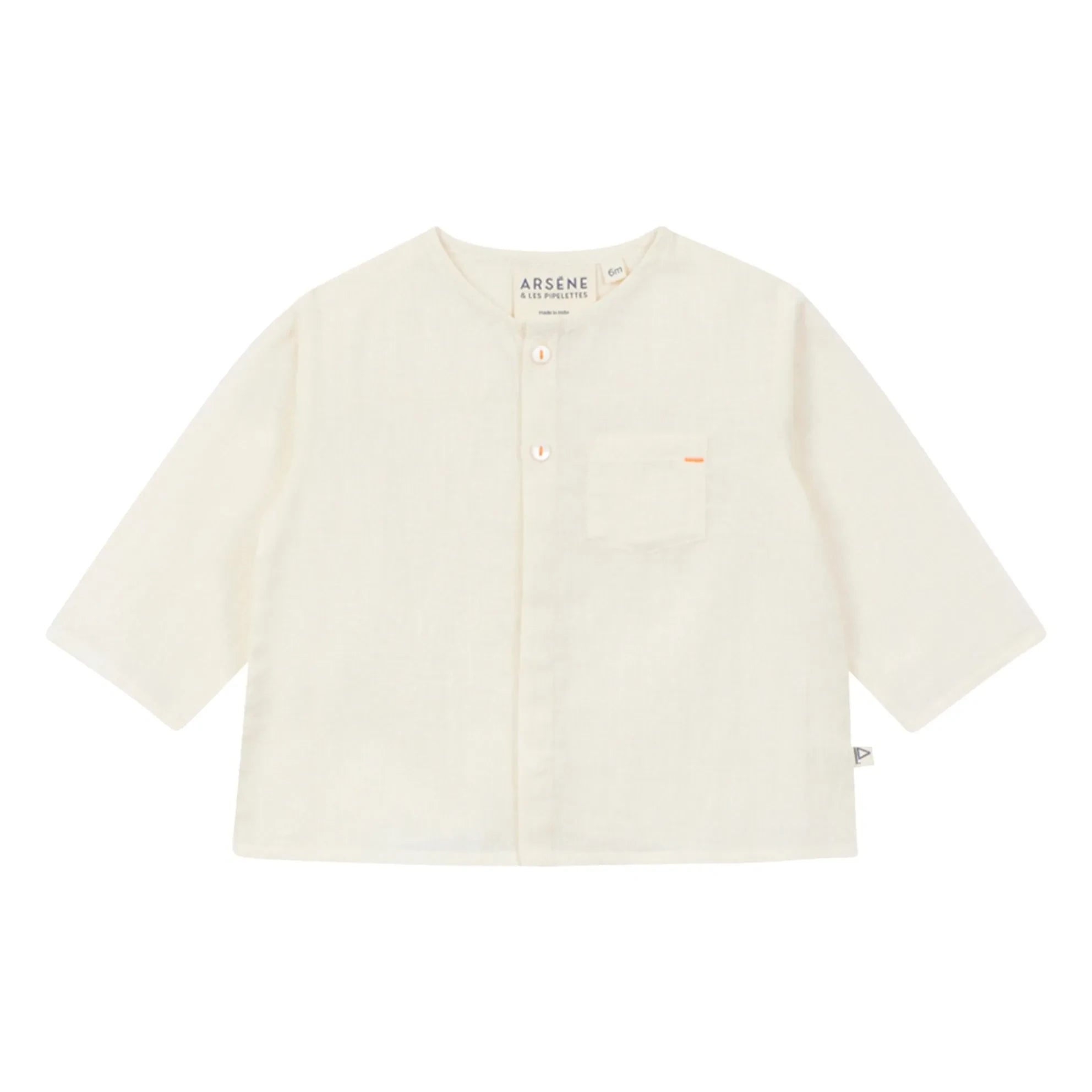 Arsène et Les Pipelettes - Organic cotton voile shirt with pocket detail | Ecru