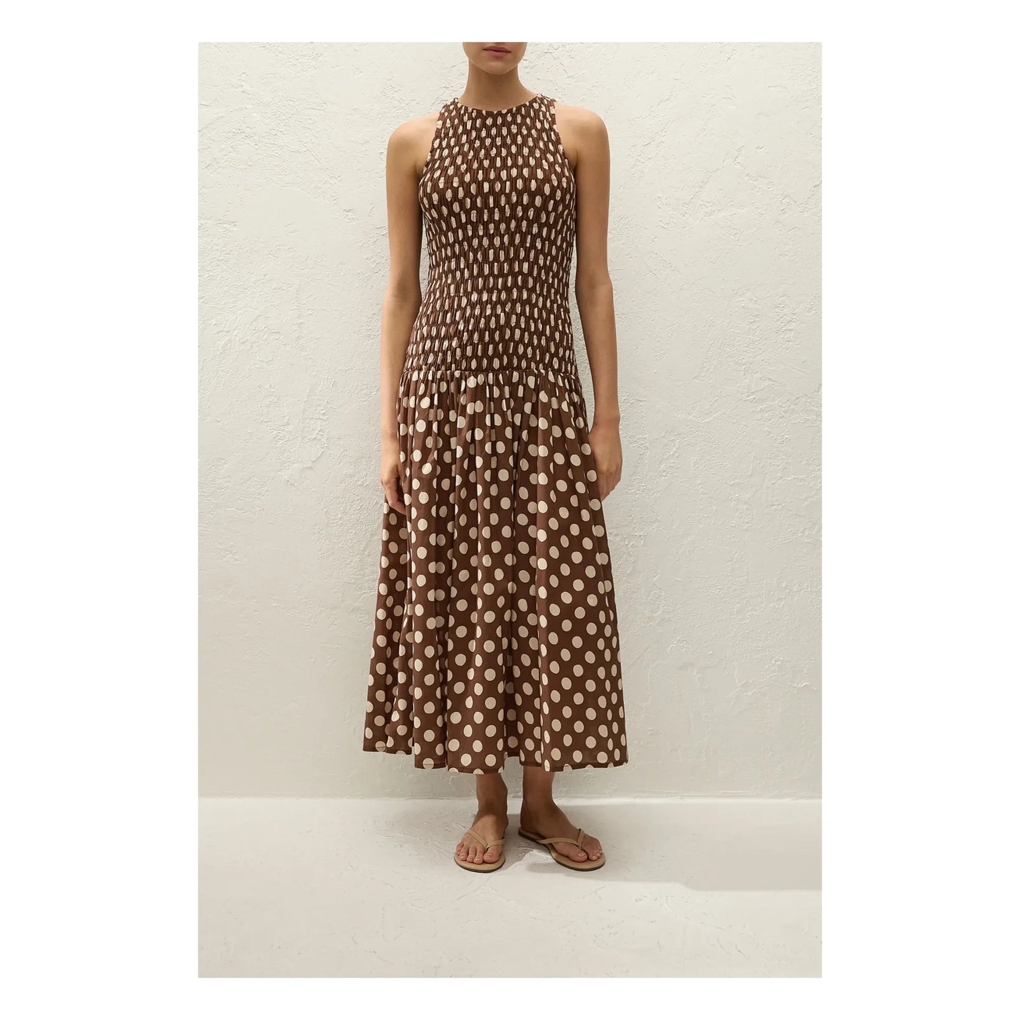 Faithfull the Brand - Luisa Pamuk Puantiyeli Elbise | Chocolate