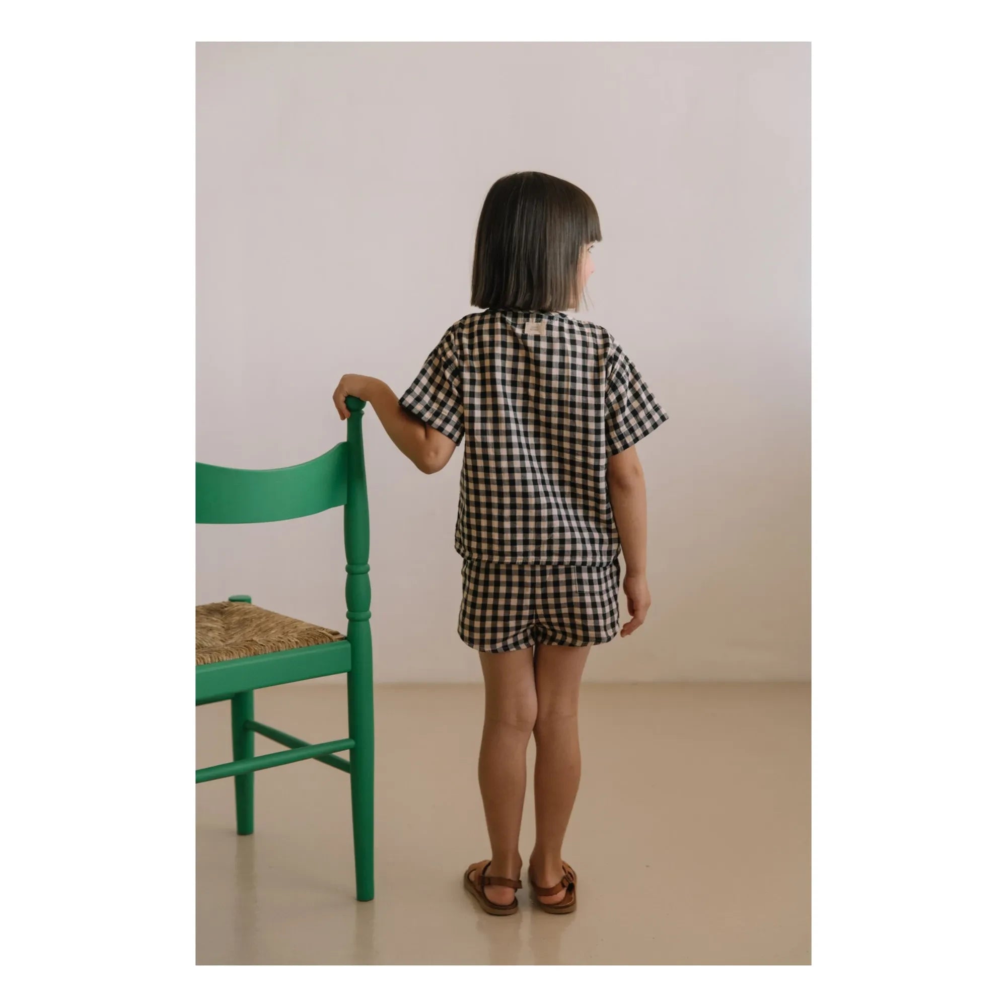 Studio Bohème - Georgette Gingham Organik Pamuklu Gazlı Şort | Siyah