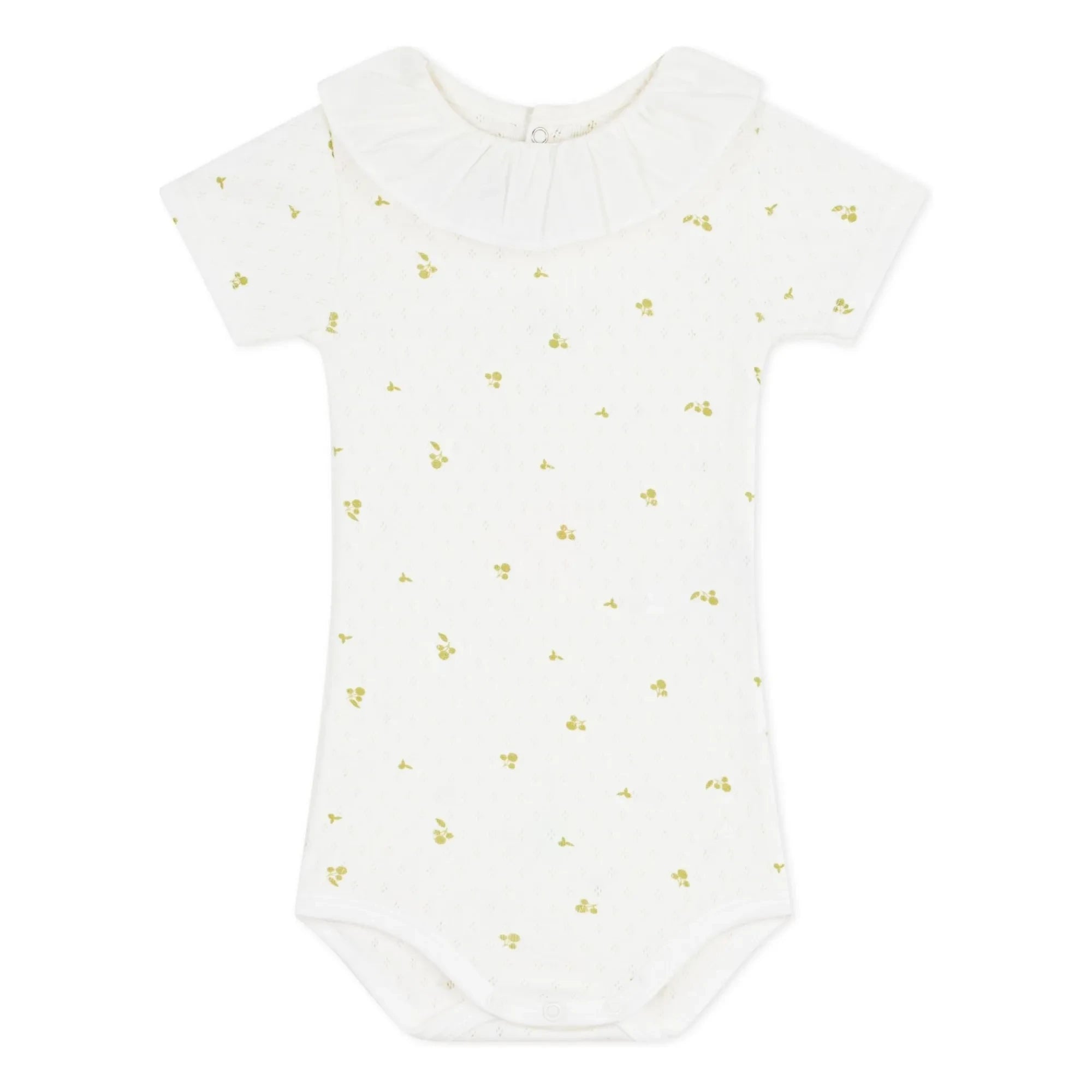 Petit Bateau - Organik Pamuk Çiçek Yaka Body | Ekru