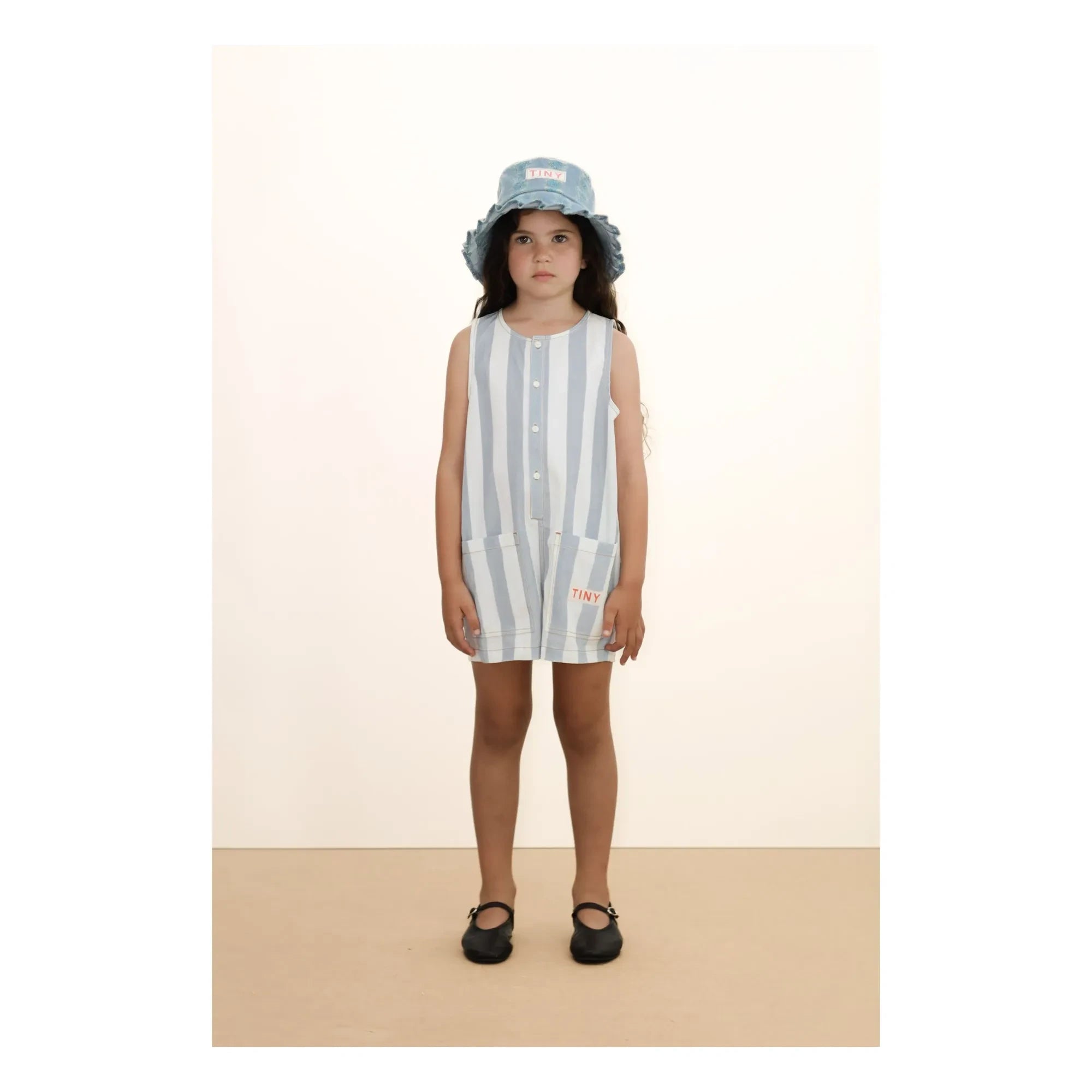 Tinycottons - Mavi İnce Çizgili Twill Tulum