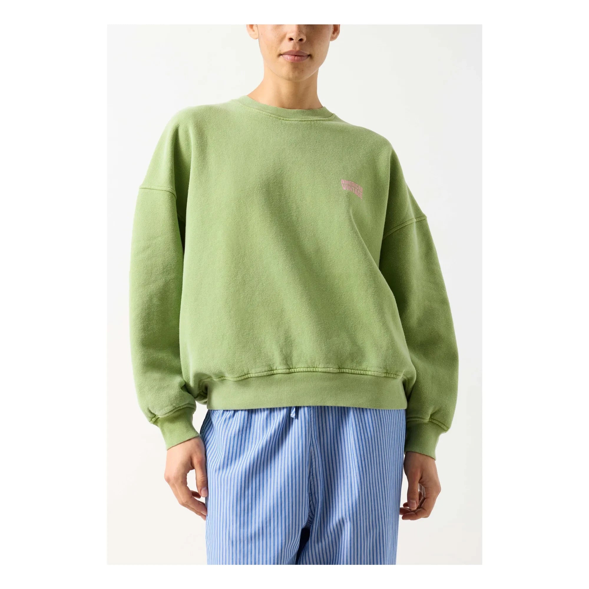 American Vintage - Plizzy Pamuklu Sweatshirt | Soluk Yeşil