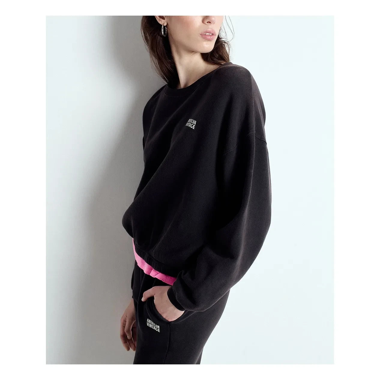 American Vintage - Izubird Pamuklu Sweatshirt | Kömür grisi