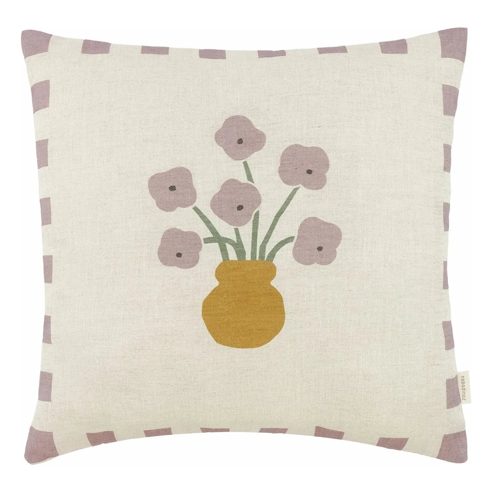 Nobodinoz - Fleurs Pillow - French Linen | Lilac