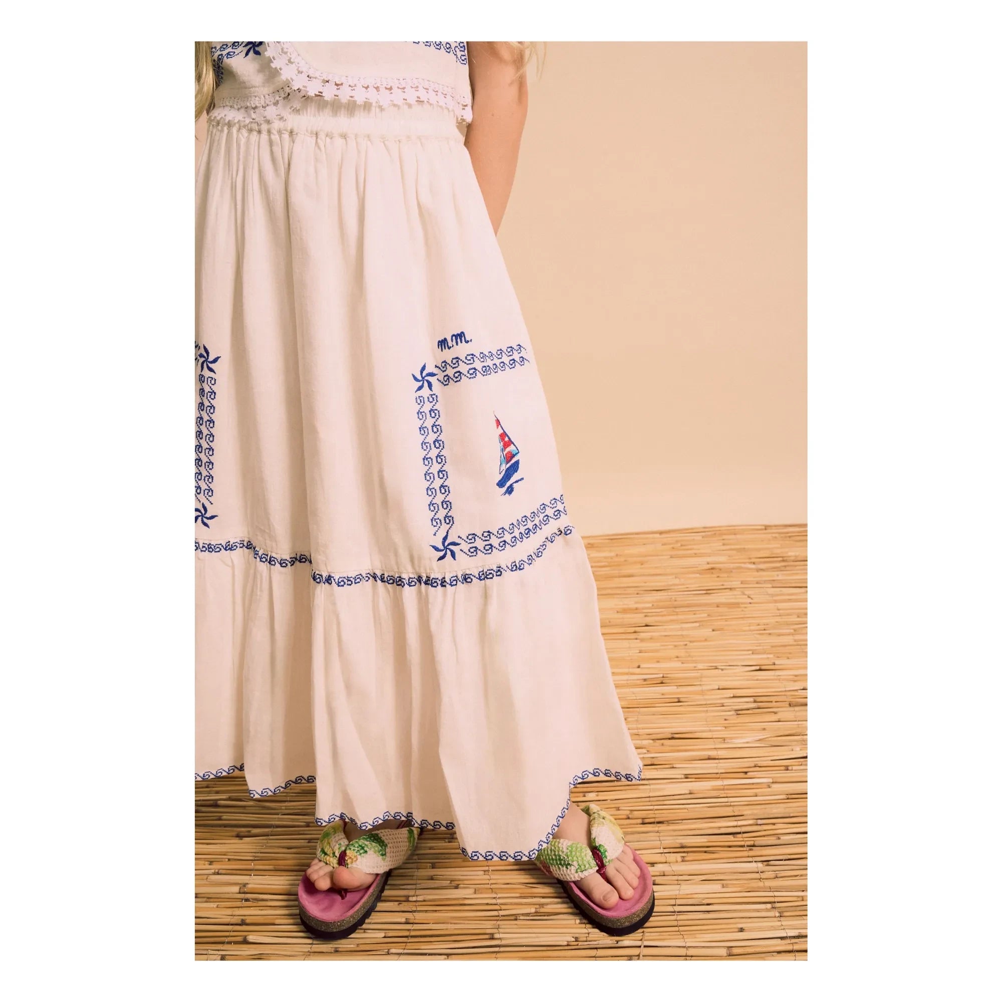Maison Mangostan – Bestickte Voile-Weste | Weiß