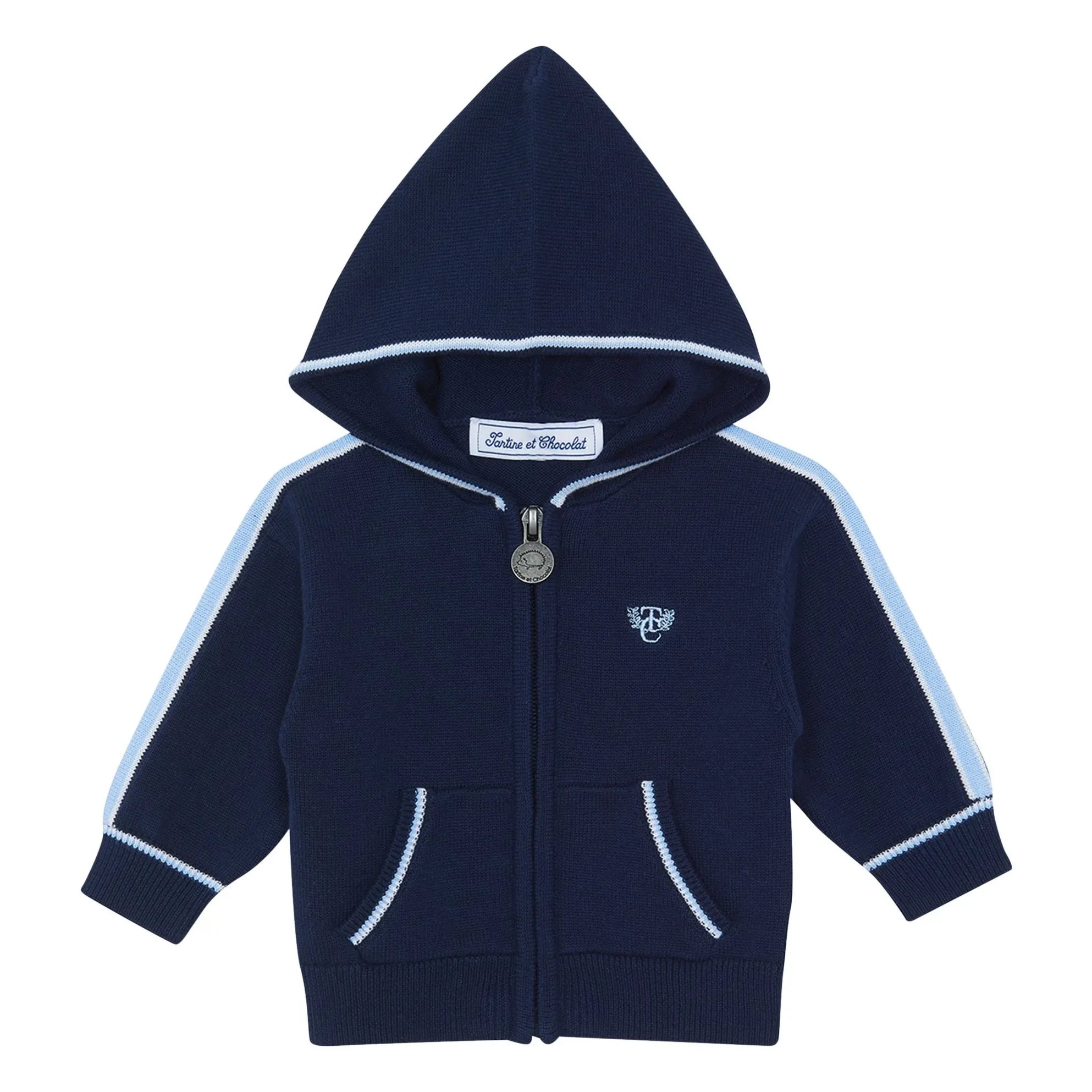 Tartine et Chocolat - Sweatshirt mit Reißverschluss und Kontraststreifen | Marineblau