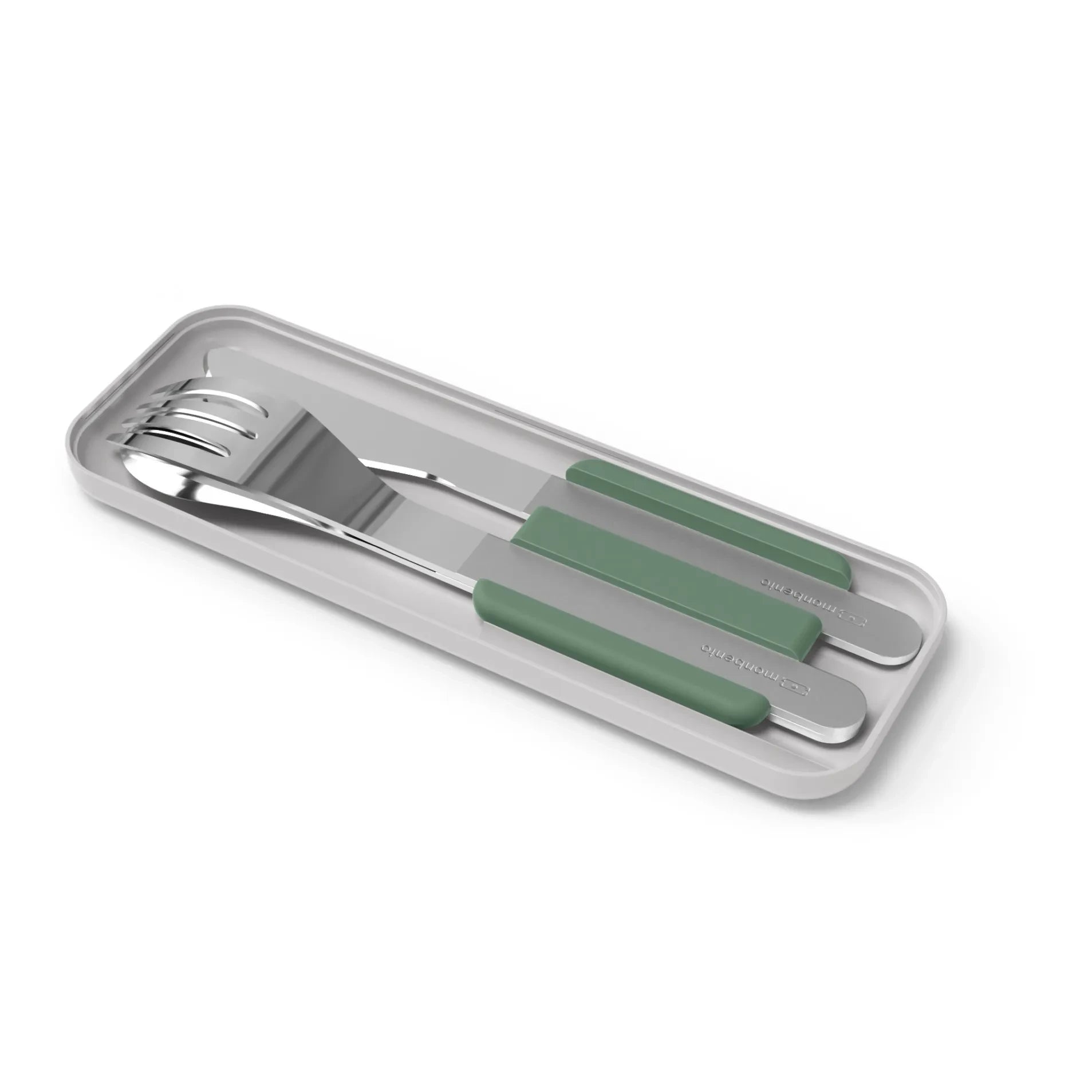 Monbento - MB Slim Box Edelstahl Besteck-Set für Unterwegs | Grün