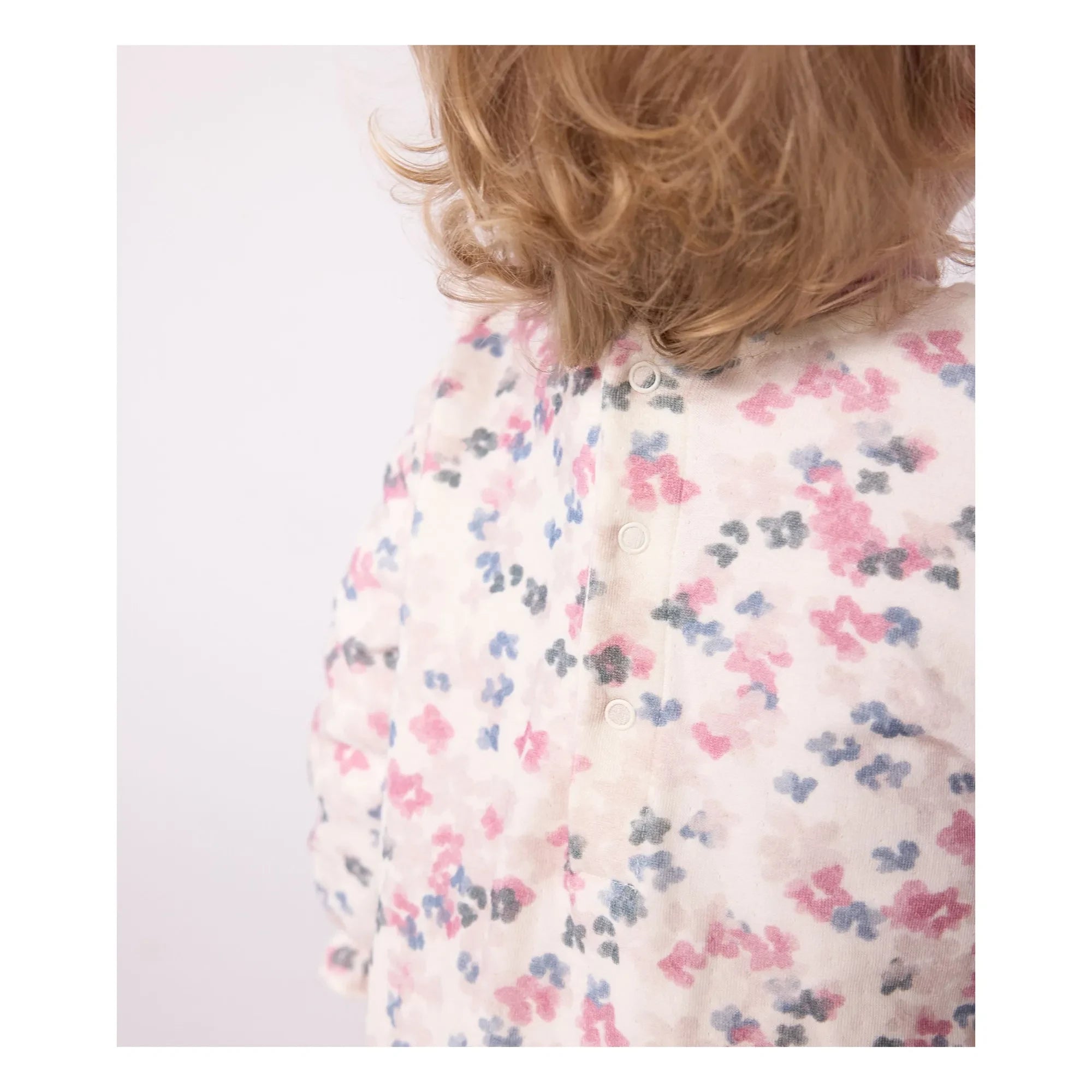 Petit Bateau - Neckholderkleid aus Bio-Baumwolle mit Blumenmuster | Ecru