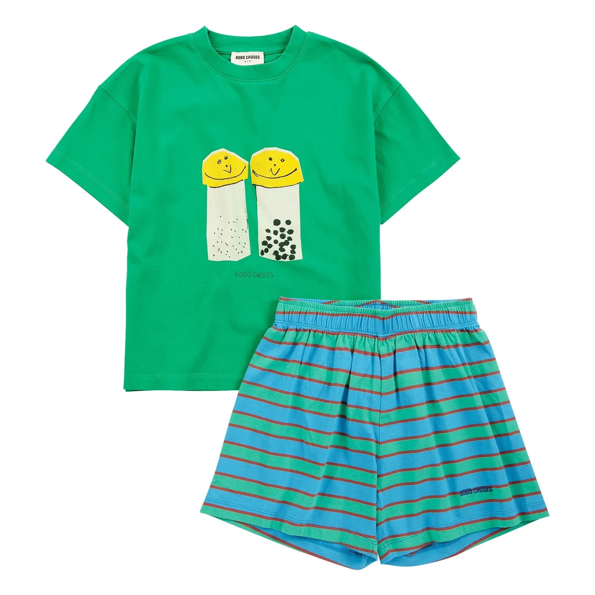 Bobo Choses - Salt and Pepper Organic Cotton T-Shirt and Shorts Set | Green