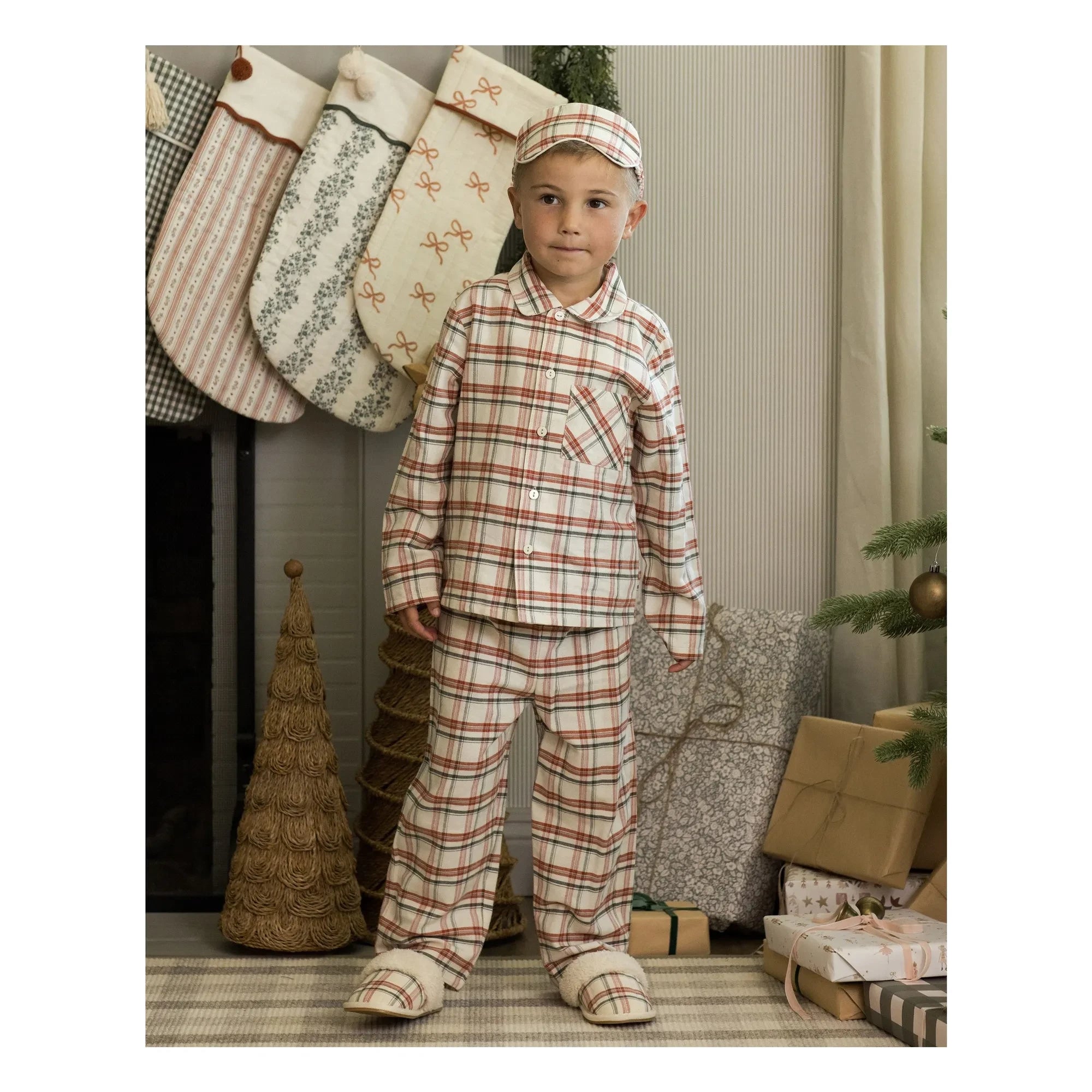 Rylee + Cru - Holiday Flanell-Hausschuh | Ecru