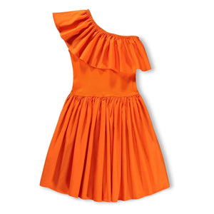 Molo - Chloey Organic Cotton Asymmetrical Ruffled Dress | Orange