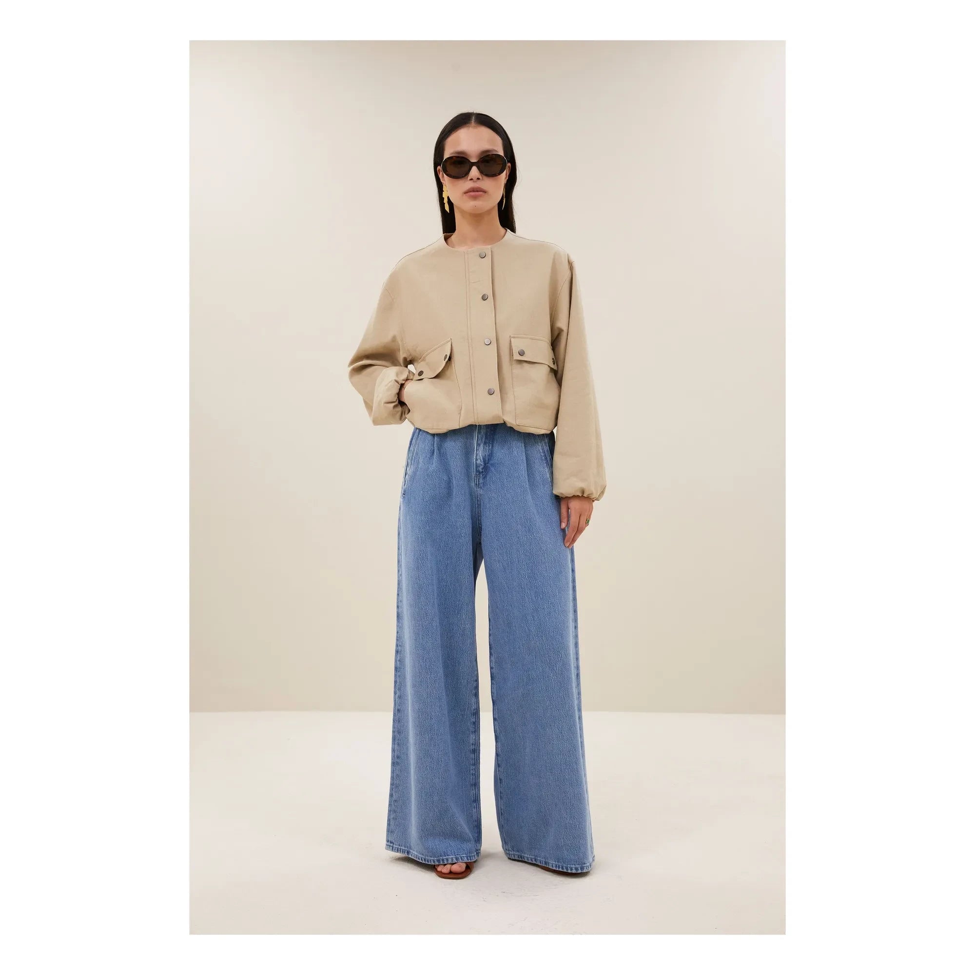 By Bar - Maggie Baumwoll- und Leinenjacke | Dunkelbeige