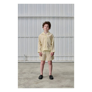 Tangerine - Gestreifte weite Shorts mit Gummibund | Blassgelb
