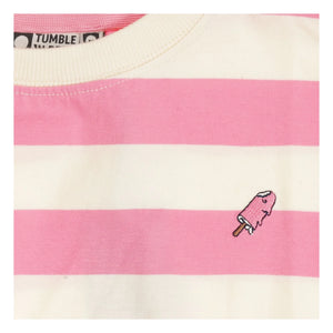 Tumble N'Dry - Colatina Oversize Çizgili Organik Pamuk Tişört | Pembe