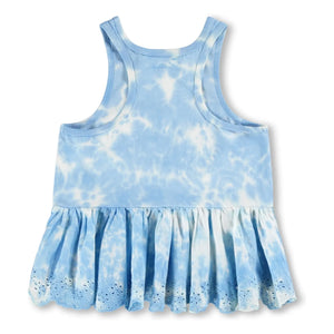 Molo - Rosa Tie-Dye-Trägertop aus Bio-Baumwolle mit Rüschen | Hellblau