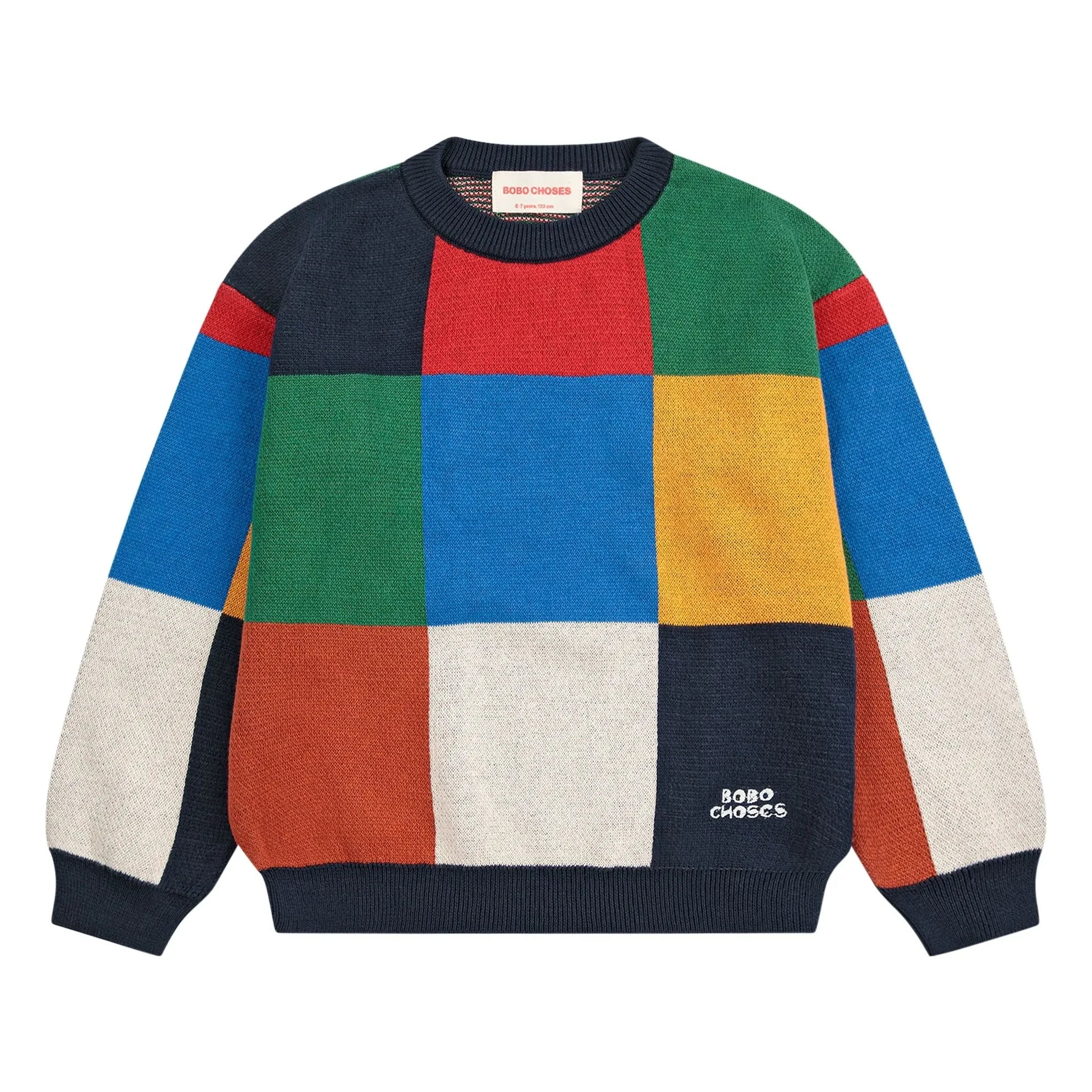 Bobo Choses - Organic Cotton Checkered Sweater | Blue