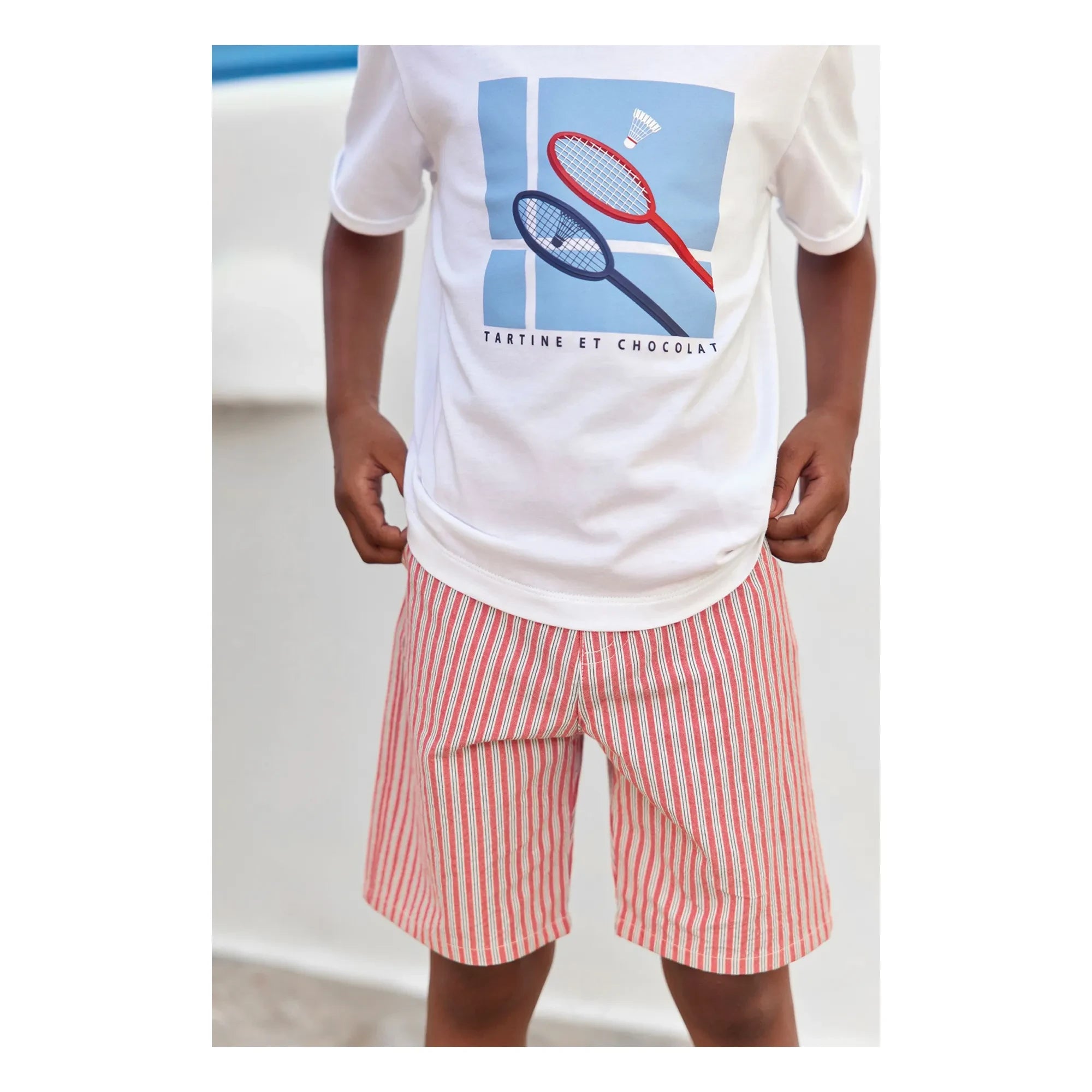 Tartine et Chocolat - Gestreifte Bermuda-Shorts | Rot